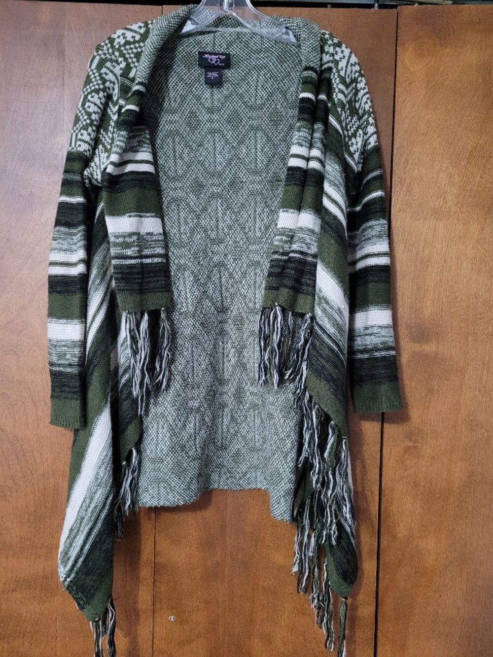 Fringed open front cardigan size small